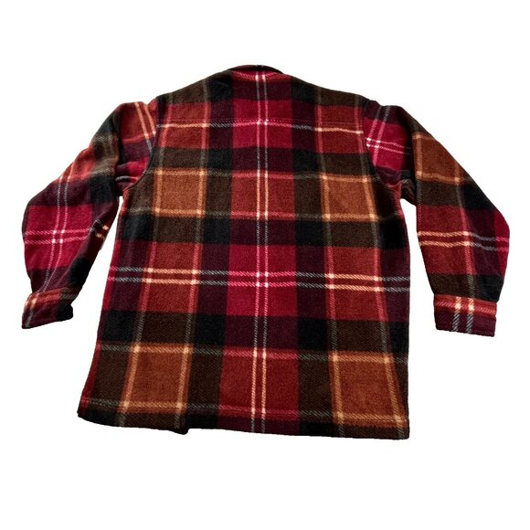 Fieldmaster Shacket Men Medium Red Plaid Sherpa Fleece Button-Up Warm Work Shirt - Picture 2 of 12